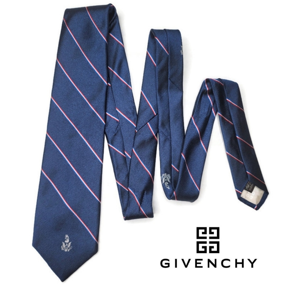 Givenchy monsieur striped silk tie red and navy